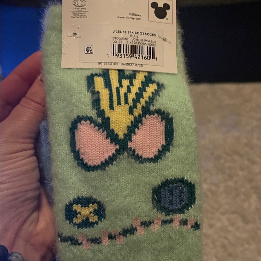 Disney Stitch Blue and Green Boot Socks - Picture 4 of 5